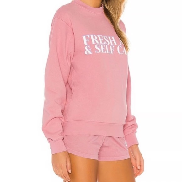 Lovers and Friends Fresh Air Self Care Sweatshirt Pink XS NWT REVOLVE - Picture 3 of 4